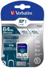 VERBATIM memóriakártya, SDXC, 64 GB, Class 10 UHS-I, 90/45MB/sec PRO