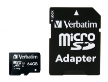 VERBATIM memóriakártya, Micro SD, 64GB, Class 10, adapterrel VERBATIM