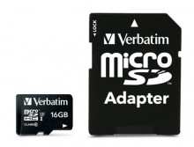 VERBATIM memóriakártya, micro SDHC, 16 GB, Class 10 UHS I, adapterrel PRO