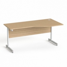 MAYAH íróasztal, íves, jobbos, szürke fémlábbal, 160x80 cm Freedom SV-29, kőris