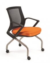 MAYAH összecsukható szék, szövetborítás, alumínium váz, karfával, görgőkkel, Training, fekete-narancs