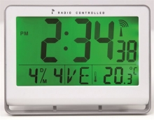 ALBA falióra, rádióvezérlésű, LCD kijelzős, 22x20 cm Horlcdnew, ezüst
