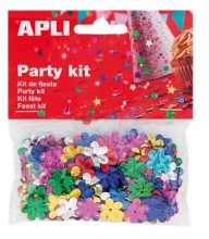 APLI konfetti, metál, 13 mm, virágok, vegyes színek