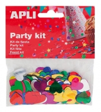 APLI konfetti, metál, 15 mm, szív, vegyes színek