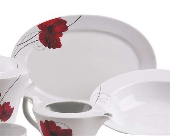 MULTIBRAND kínálótál, porcelán, 33 cm, pipacsos