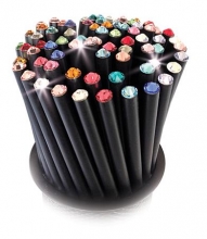 SWAROVSKI ceruzák, 5 db, rózsaszín kristállyal, Crystals fekete,