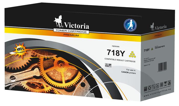 VICTORIA CRG-718Y Lézertoner i-SENSYS LBP 7200CDN, MF 8330, 8350CDN nyomtatókhoz, sárga, 2,9k