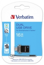 VERBATIM pendrive, 16 GB, USB 2.0, táblagéphez, +micro USB adapter, DUAL